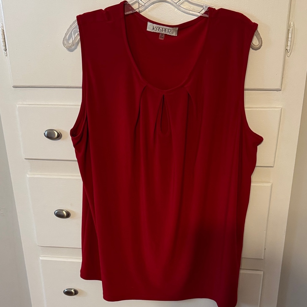 Kasper Rich Red Sleeveless Blouse 2X